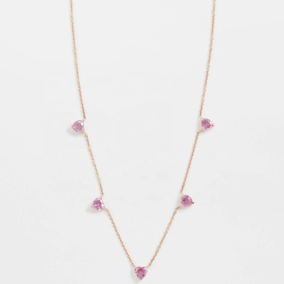 LOZRUNVE Delicate Custom Jewelry Gold Filled 925 Silver Diamond CZ Pink Heart Charm Necklace Choker