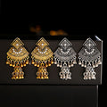 Boho Indian Jhumka Long Small Bell Drop Tassel Earring for Women Gold Silver Flower Carved Alloy Dangle Earrings Gypsy Jewelry