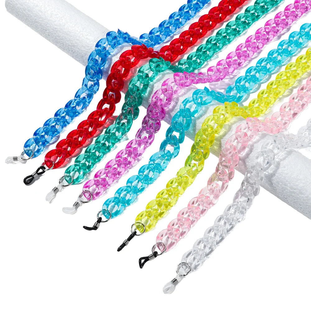 Colorful Candy Color Plastics Synthetic Transparent Jade Bead  Eyewear Accessories for Diy Jewelry Making Color Glasses Necklace
