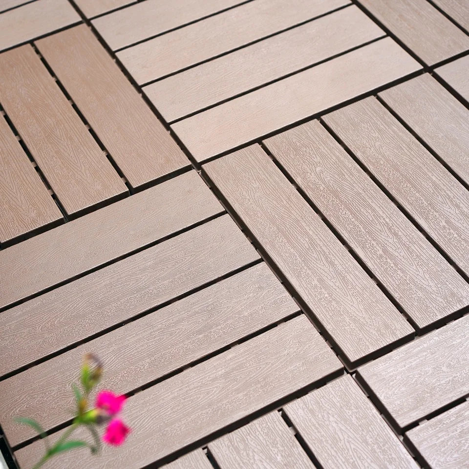 Modern 12" Square Anti-UV Plastic DIY Tiles with Interlock Base XF-P001 Waterproof and Anti-Slip for Outdoor Use