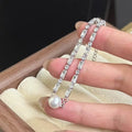 Simple Style 8-9mm Natural White Freshwater Pearl Bracelet Square Sugar Crystal Bracelet Versatile Pearl Pearl Bracelets Bangles