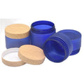 100 120 150 200 250g PET Plastic Cream Jar Frosted Blue Body Scrub Pot Eye Cream Container Cosmetic Plastic Jars False Wood Lid MegaBDM