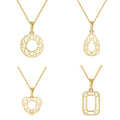 Jiangyuan 14K Gold Plated Geometric Teardrop Heart Pendant Hollow Shaped 45cm Necklace 925 Sterling Silver Women Jewelry