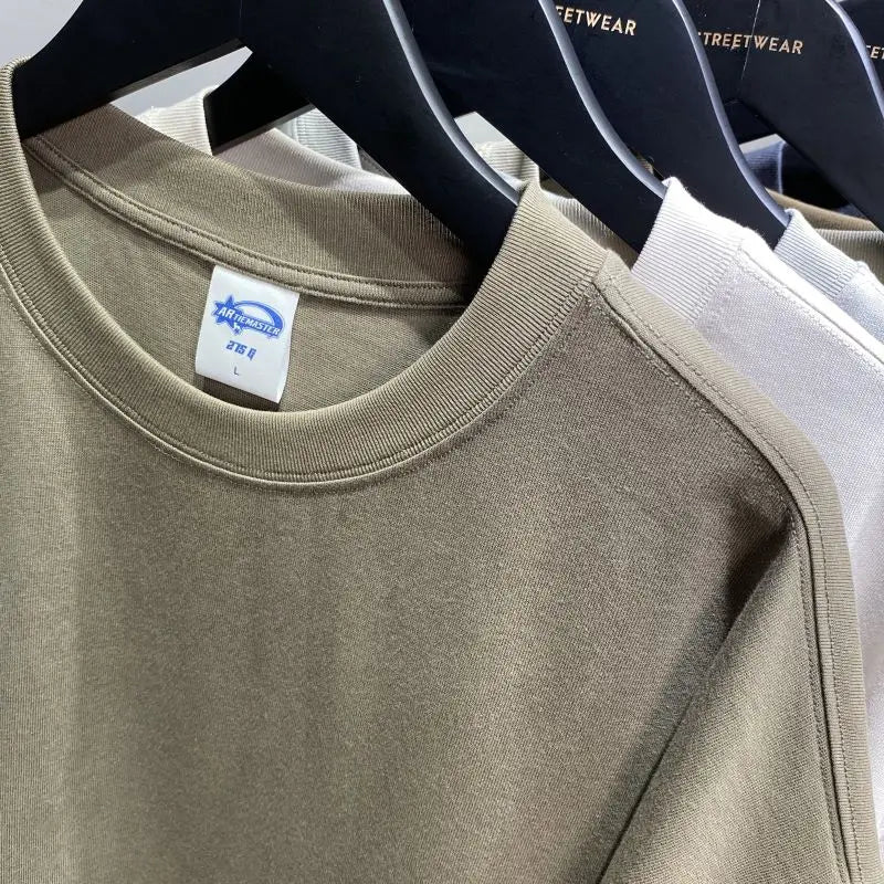 Summer 275g Heavyweight Cotton Men's T-shirt Custom Blank Drop Shoulder Short Sleeve Oversized Tshirt T-shirts for Women