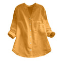 Blouse Women Cotton Linen Printed Button Down Shirt Long Sleeve V Collar Blouse Women Blouses Girl  Top Spring Korean Casual