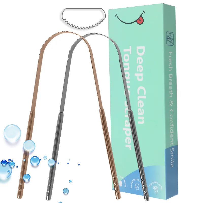 Manufacturer Tongue Scraper  Serrated 100% 304 Stainless Steel Tongue Cleaner for Adult Personal Oral Care 2 Color