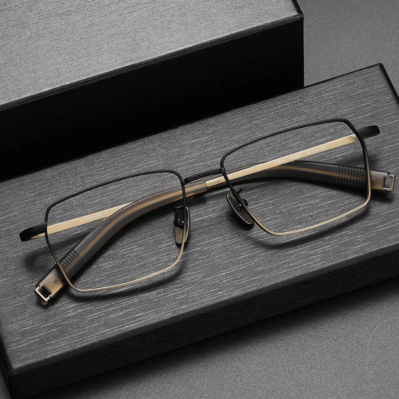 CS-07519 Prescription Square Frames Titanium Eyewear Hand Made Textured Unisex Customer Logo Optical Frame
