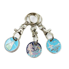 Wholesale Custom Logo Shopping Cart Coin Metal Key Chain/Metal Trolley Token Coin for Game/Caddy Chips Coin Keychain