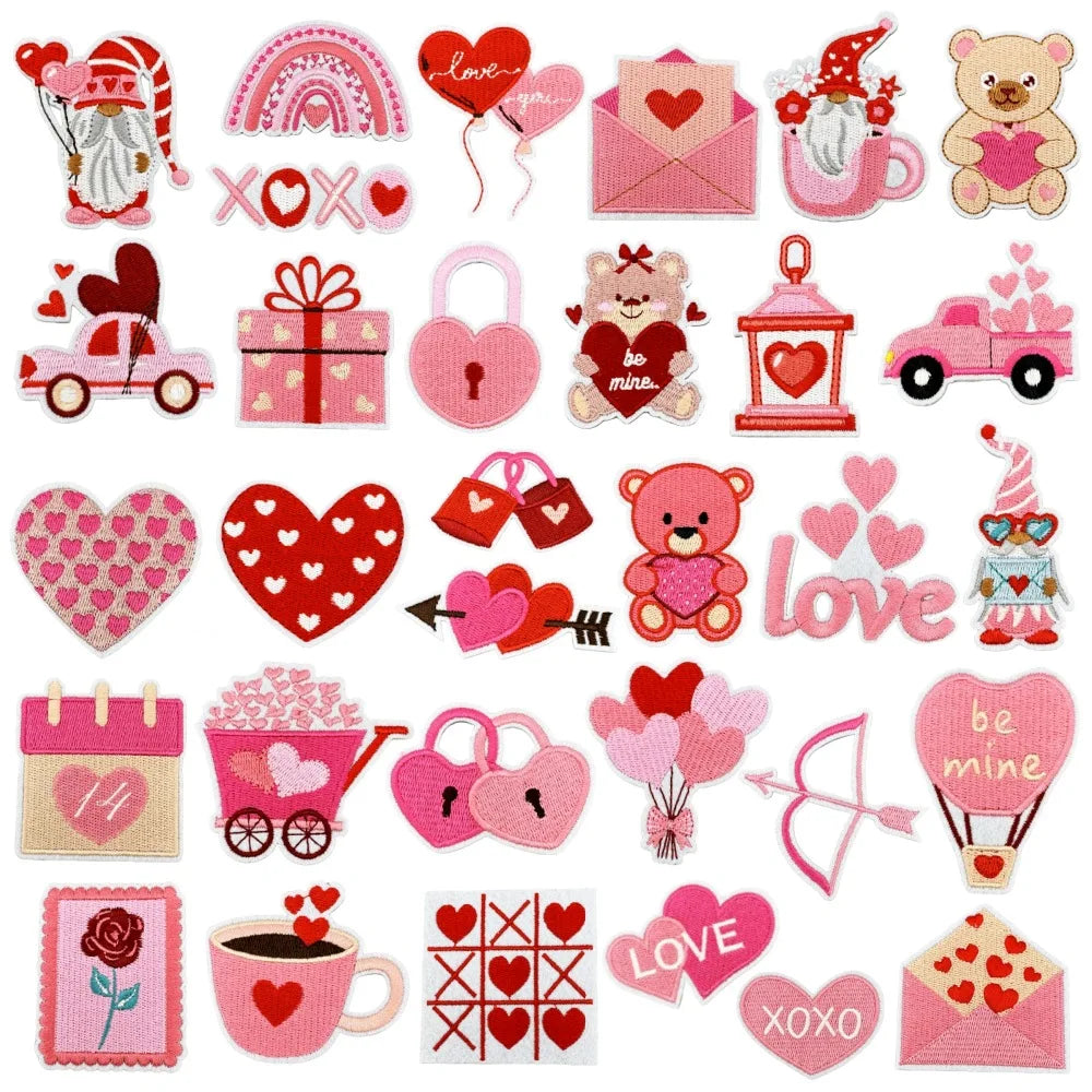 Wholesale Valentine's Day Iron-On Embroidery Love Letters Heart Valentine Patches High Quality Embroidered Patch for Clothing