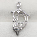 Sterling Silver 8*10mm Semi Mount Pendant Empty Frame Blank Support Setting S925 Base Holder Without Center Stone for DIY Inlay