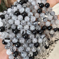 8 mm Natural Black Rutile Quartz Round Loose Gemstone Beads for Jewelry Making with Unique Stone Design