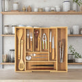 Factory Wholesale Bamboo Expandable Cutlery Utensil Tray Kitchen Storage Drawer Organizer Kitchen Use