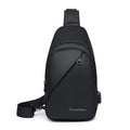 Men's Fashion Lightweight Anti-Theft USB Shoulder and Crossbody Bag Multifunction Polyester Chest Pack and Sling Black