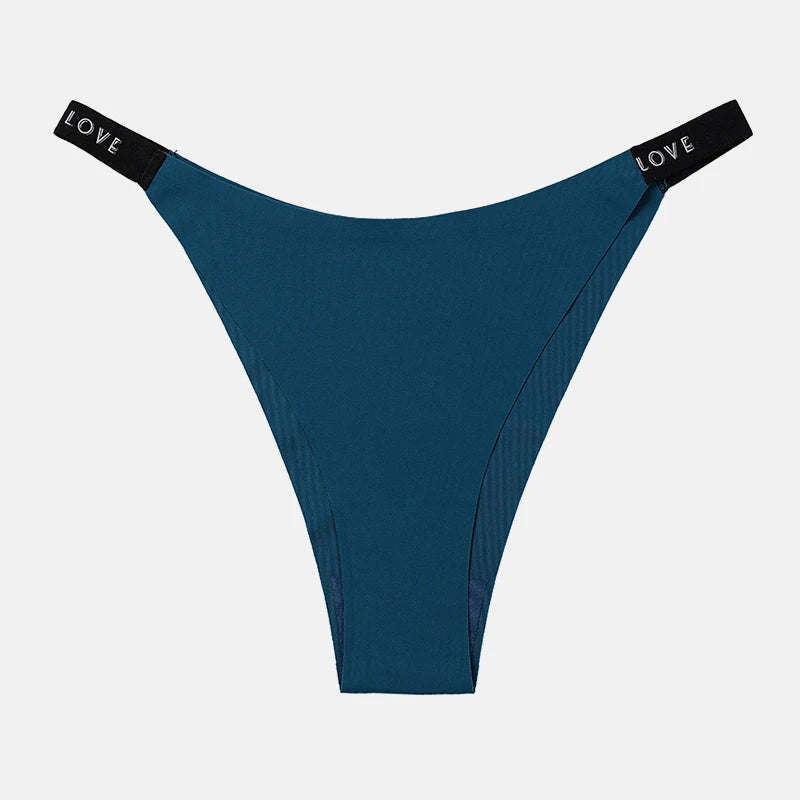 ODM/OEM Tanga Sin Costuras Para Mujer Ice Silk Seamless T-Back G-String Thongs Underwear Low-Rise Solid Pattern Plain Dyed