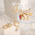 Fashion Pearls Dangle Earrings Stainless Steel Gold Plated Waterproof Jewelry Imitation Pearl Drop Hoop Earrings Pendientes