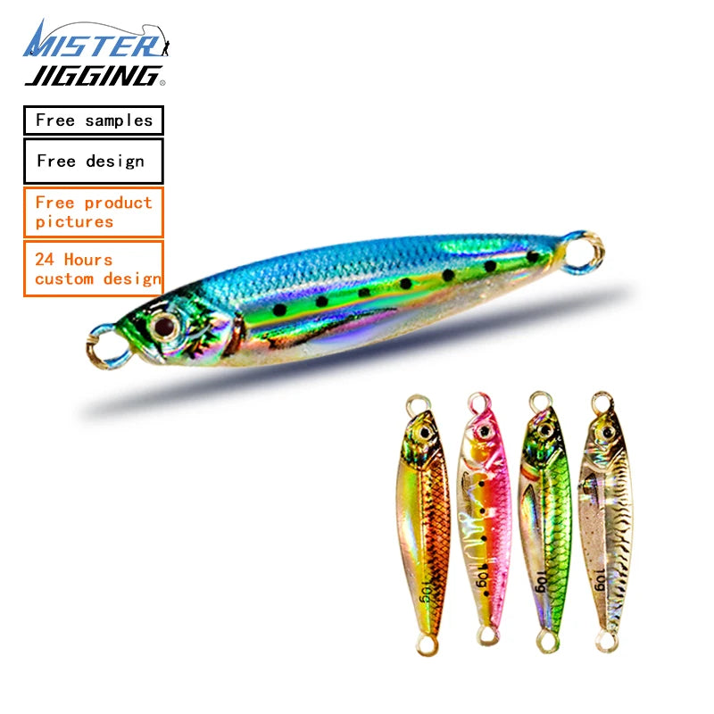 MISTER JIGGING Manufacturing Wholesale 10g Best Price Metal Jigbait Lure Fishing Metal Jig Custom Factory Metal Fishing