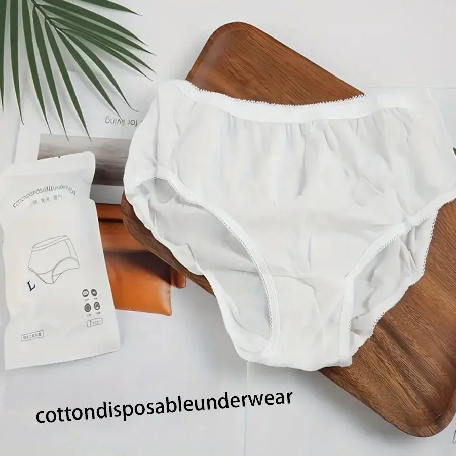 Custom Print Individual Packing Breathable Disinfect Triangle Panties 100% Cotton Underwear Disposable Underwear