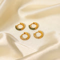 J&D Fashion Handmade Earring 18K Gold Plated Stainless Steel Jewelry Zircon Hoop Earrings for Women