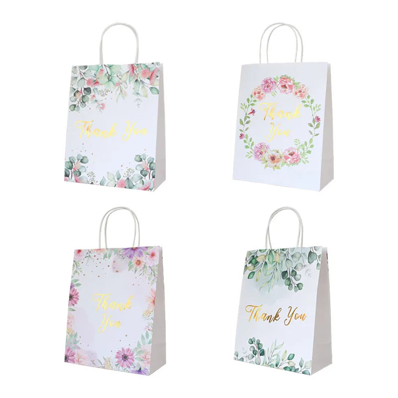 Business Gifts Wedding Holiday Favors Shopping Goody Bags  Thank You Gift Bags Flower Paper Bags with Handle