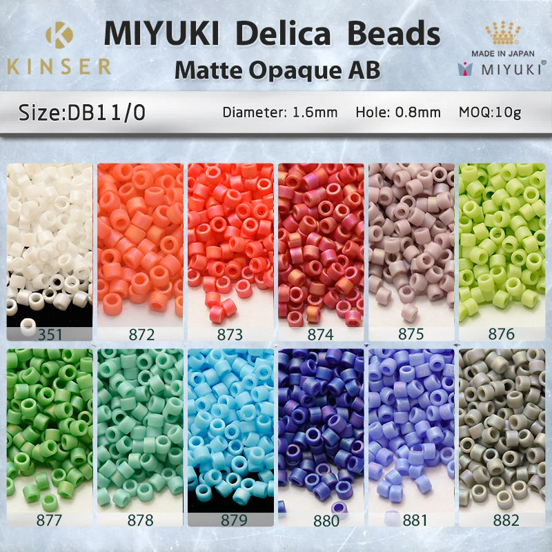 Original High 11/0 Seed Beads Delica Miyuki Beads Miyuki Delica Beads 1.6 mm [14 Color Matte Opaque  AB 1 ]10g Pack