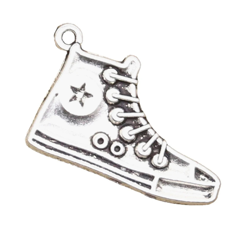 Charms Basketball Star Shoes 30x20mm Handmade Making FitVintage Tibetan Silver Color PendantsDIY for Bracelet Necklace