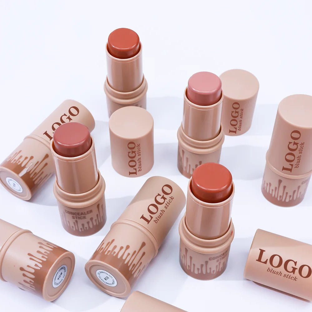 Private Label High Pigment Highlighter Contour Stick Long Lasting Vegan Cheek Monochromatic Multi-Stick Blush for Lip and Check