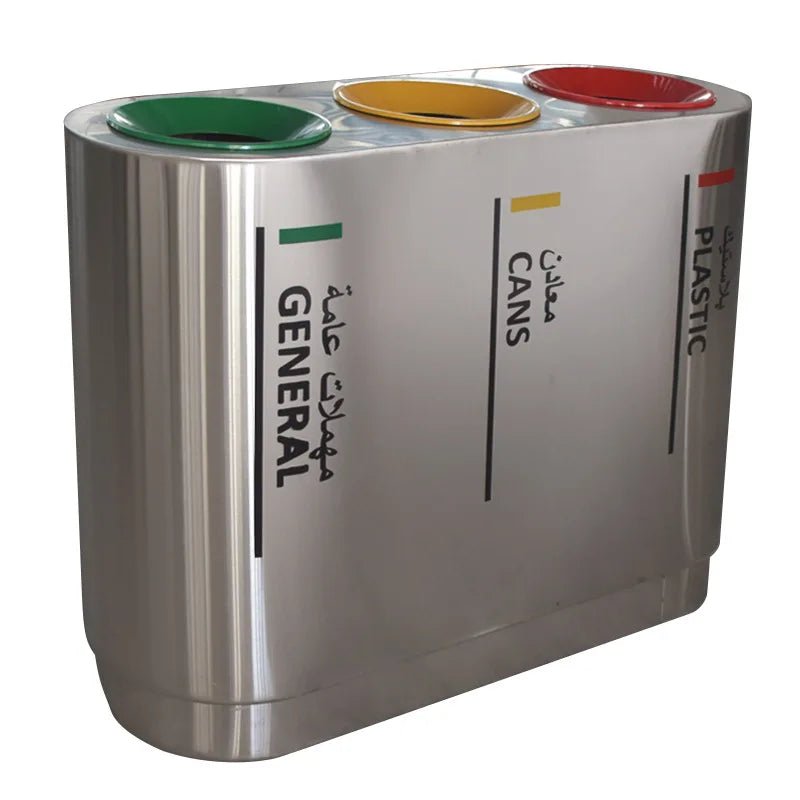 Commercial Outdoor Stainless Steel Eco-Bucket Standing Garbage Storage and Sorting Recycle Bin Dustbin for Classifying Waste