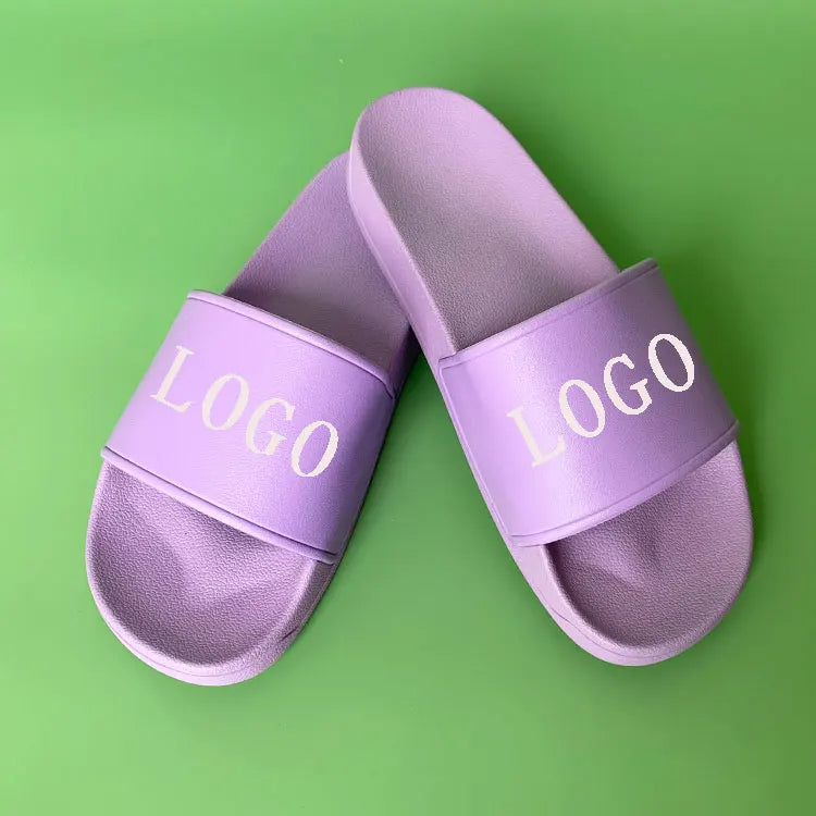Purple Custom Logo Men's Outdoor Slippers by Manufacturer PVC Lightweight Slides with Custom Print Design Home Slippers for Men
