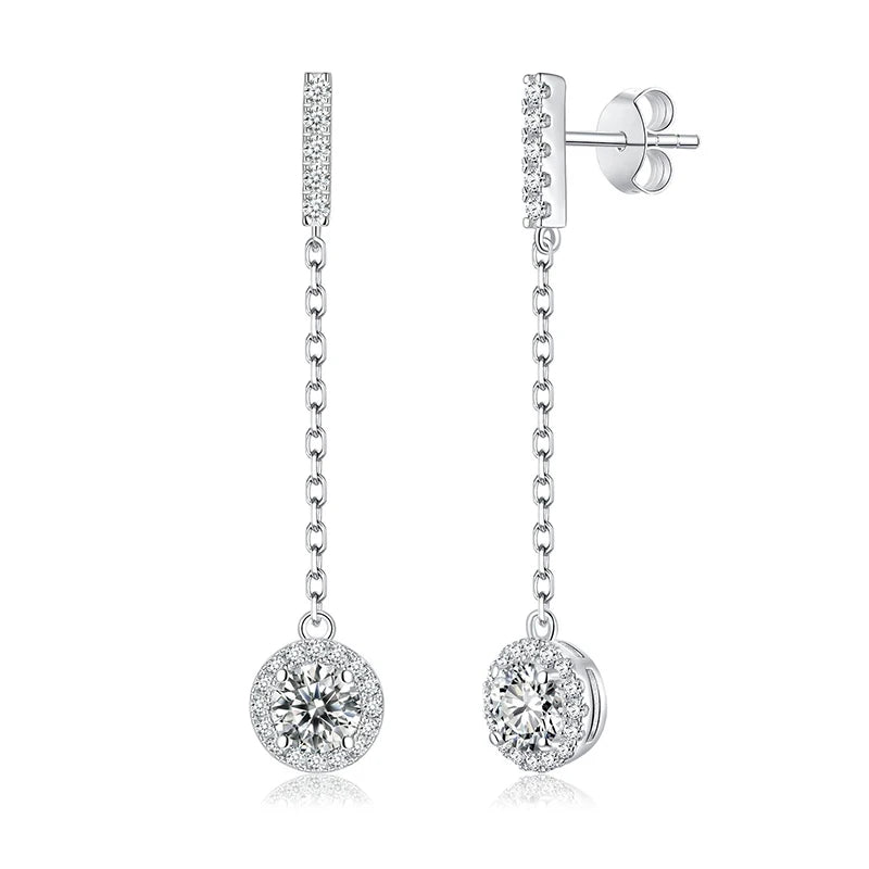 Wholesale Beautiful Jewelry 925 Sterling Silver Moissanite Stone Bridal Dangle Stud Earring