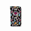 Zipper Buckle Long-Handed PU Leather Wallet with Cute Logo Pattern Fashionable Card Holder for Unisex
