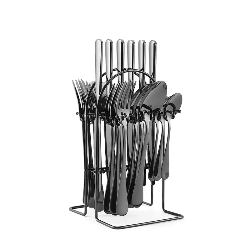 Wholesale Knife Fork Spoon Set Cutlery Set Flatware Manufactures Stainless Steel Black Cutlery Set
