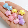 New Sweet 100Pcs Colorful Heart Star Theme Resin Flatback Cabochons Embellishments for Card Making Phone Case Scrapbooking Decor