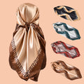 Camel Color Custom Design Women's Glossy Polyester Silk Satin Shawl Digital Printed Scarf Accessories