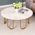 Luxury Marble Stainless Steel Living Room Furniture Gold or Silver Round Coffee Table