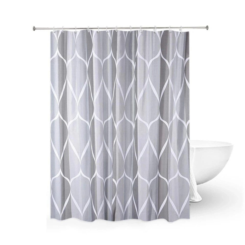 Hot Sale Simple Striped Polyester Shower Curtain Waterproof European-Style Printed Bathroom Partition Shower Curtain