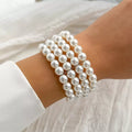 SHIXIN Multilayer White Pearl Chain Bracelet for Women Wedding Bridal Kpop Elegant Beaded Bracelets Hand Jewelry New Fashion