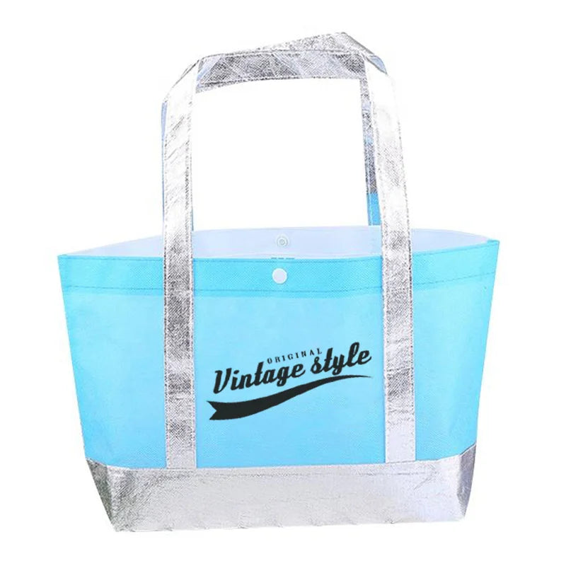 Medium Size Non-Woven Tote Cooler Bag Custom Sier Foldable with Big Letter & Screen Pattern for Food Storage & Shopping