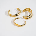 PVD 18K Gold Plated Stainless Steel Jewelry Double Smooth Surface Dome Open Cuff Bangle Waterproof for Woman Bracelet B252522