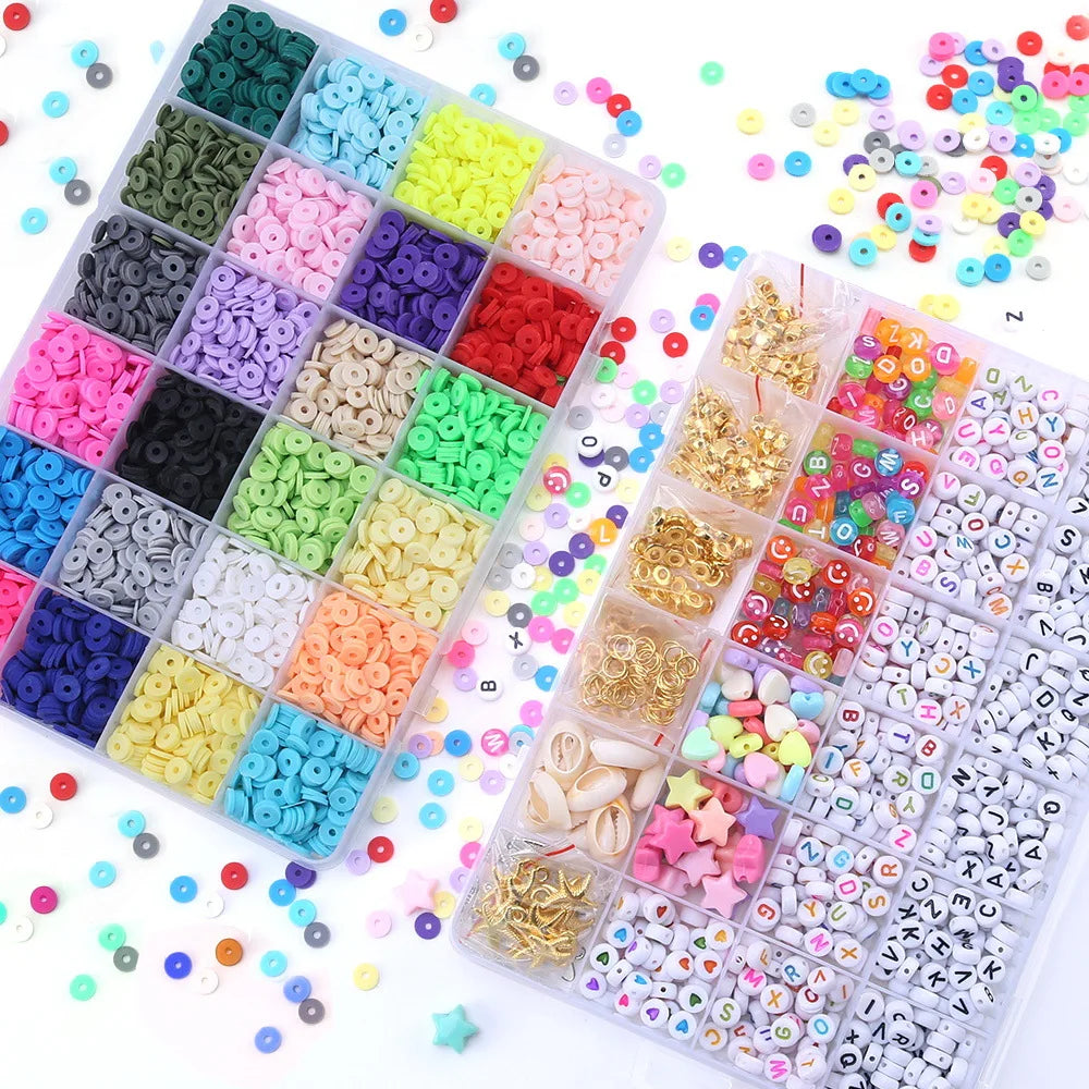 Flat Round Polymer Clay Spacer Beads for Jewelry Making Bracelets Necklace Earring DIY Craft Kit