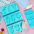 D5076 Children Homemade with Cover Cartoon with Ice Cream Stick Block Jelly Popsicle Chocolates Resin Silicone Mold 3D Mould