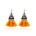 Minimalist Style Retro Triangle Alloy Flash Bohemian Tassel Drop Earrings Ladies' Holiday Jewelry with Fringe for Wedding