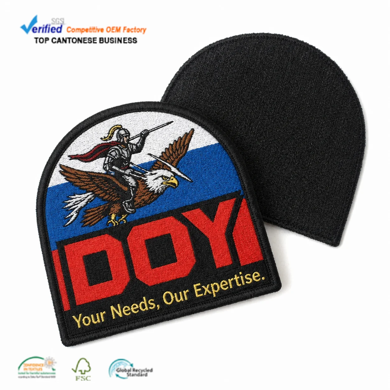 Team Club Clothing Parches Wholesale Custom Sports Logo Woven Patches With Hook and Loop Self Adhesive