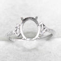 Sterling Silver 8*10mm Semi Mount Ring Empty Frame Blank Support Setting S925 Base Holder Without Center Stone for DIY Inlay