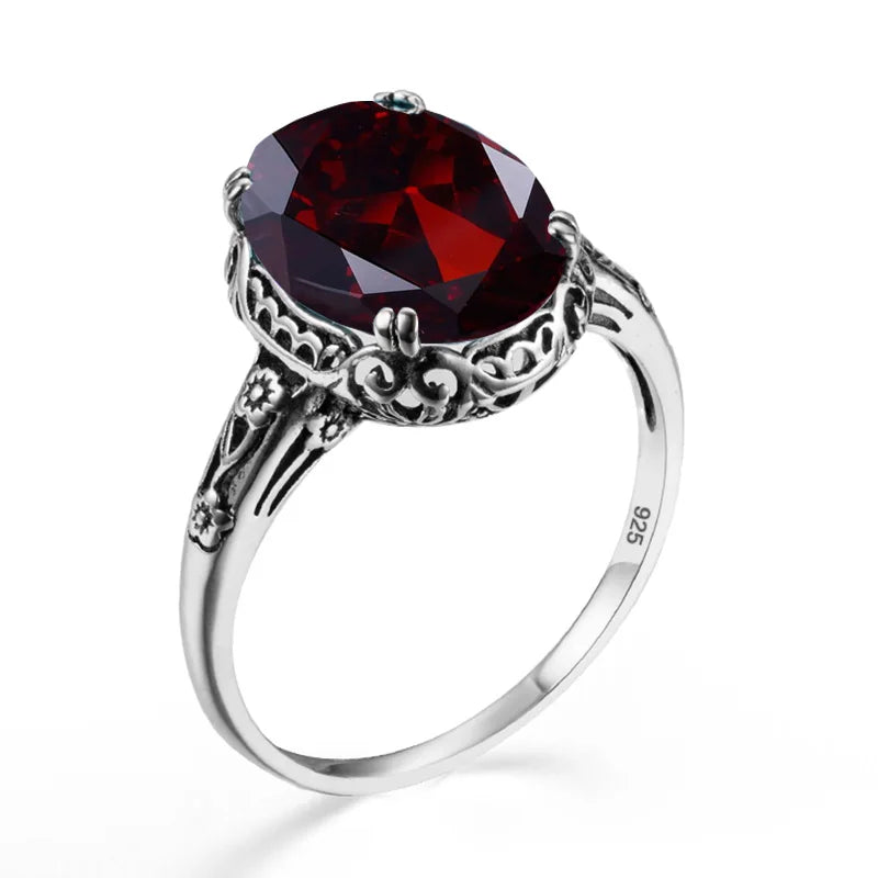 Vintage Jewelry Women Price 925 Sterling Silver Engagement Wedding Statement Diamond Pearl Stone Garnet Finger Heart Crystal