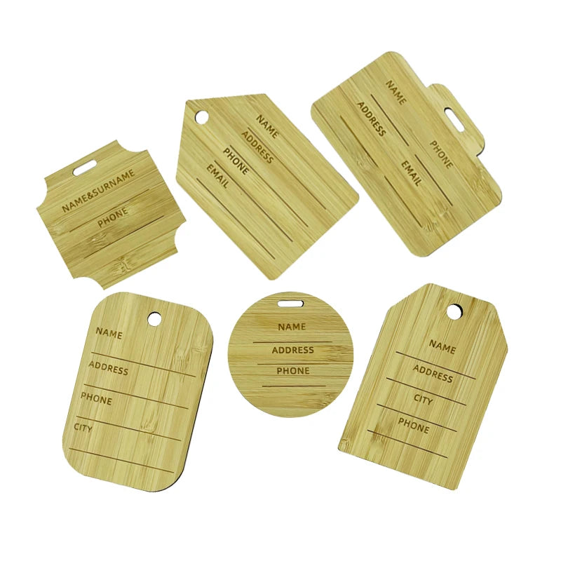 Wholesale Customizable Bamboo Travel Luggage Tags Eco-Friendly Wooden Craft Custom Logo Size Options Fast Shipping Customized
