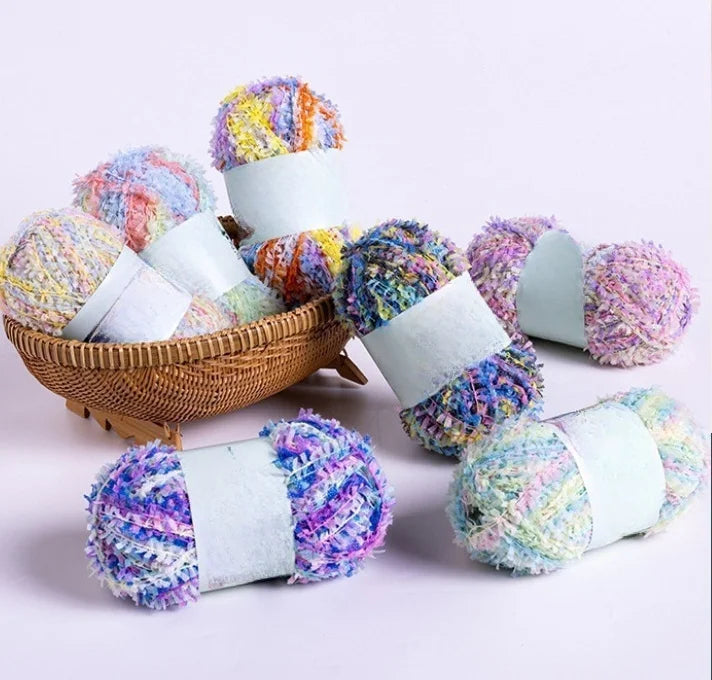Top Fashion Polyester Fancy Gradient Paper Knitting Butterfly Yarn for Crochet Hat