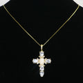 Gold Plated Necklace Inlaid with Zircon Gold Cross Shell Virgin Mary Pendant Necklace Pendants Jewelry
