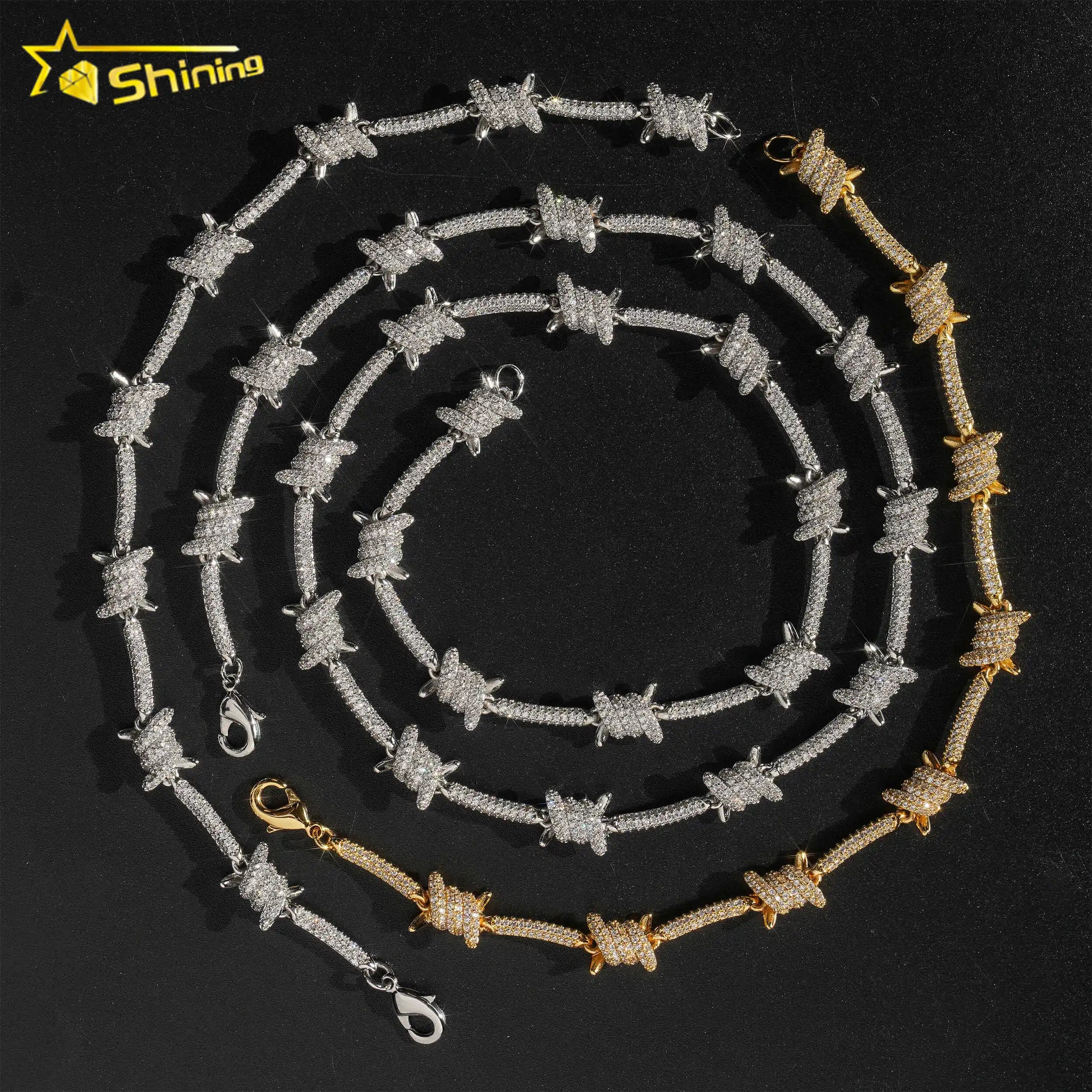 Fashion High Quality New Design Brass Rope Chain Hip Hop 18k Gold Plated Full CZ Diamond Chain Rope Link