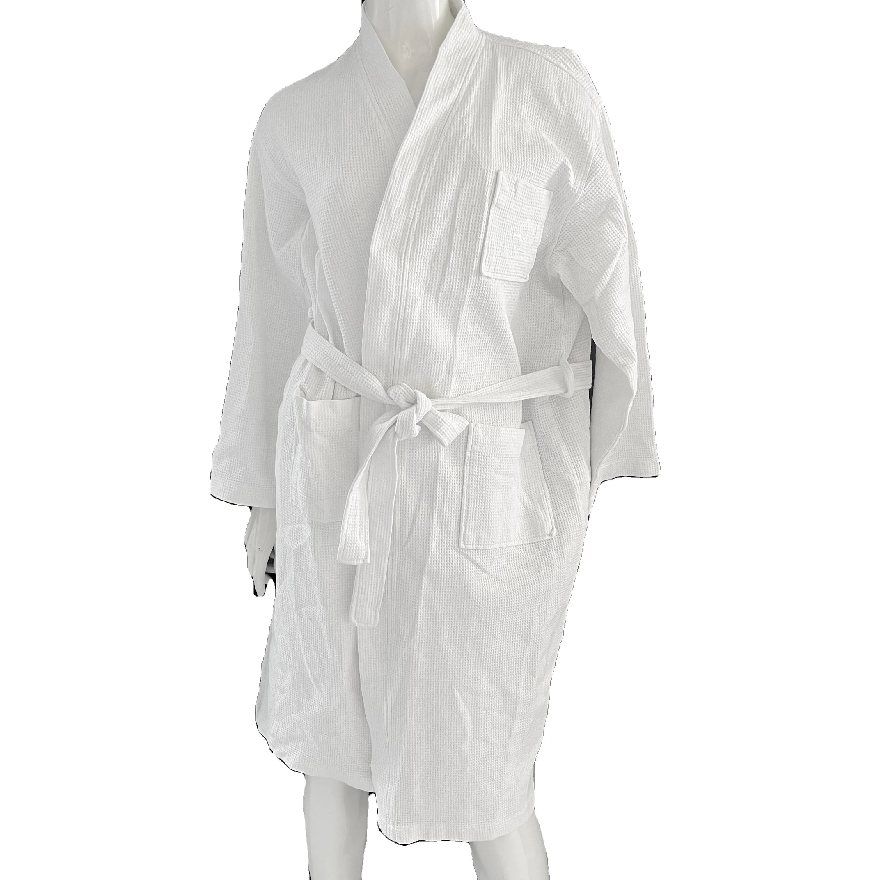 Wholesale 100% Cotton Ladies Bathrobe Waffle Hotel Bathrobe Spa Bathrobe Luxury Designer Customized Logo