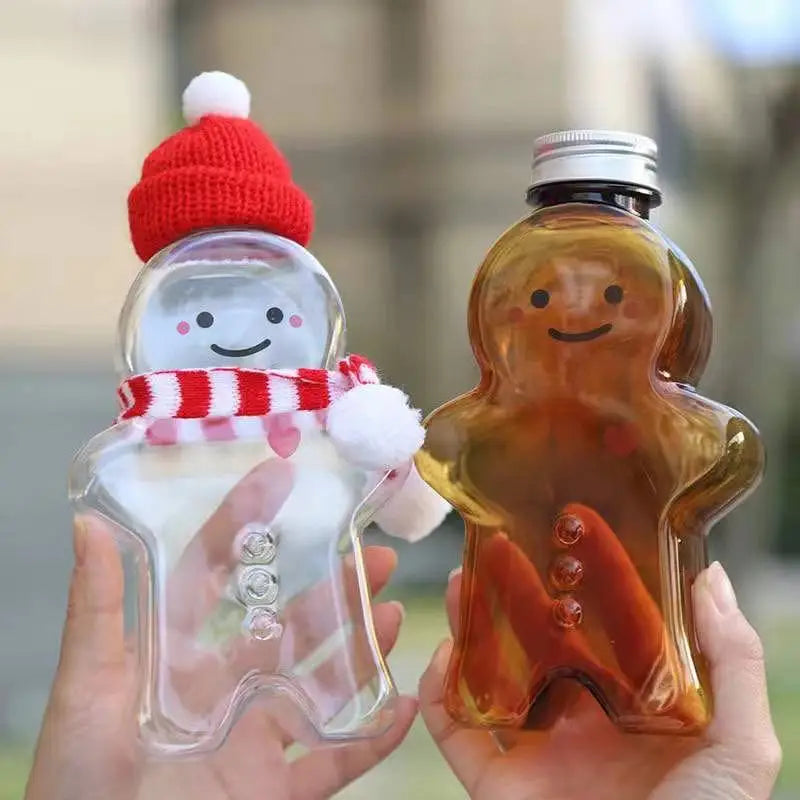 Factory Direct 500ml Cute Christmas PET Plastic Milk Tea Bottle with Aluminum Lid Beverages Juice Other Use Screw Cap Sealing